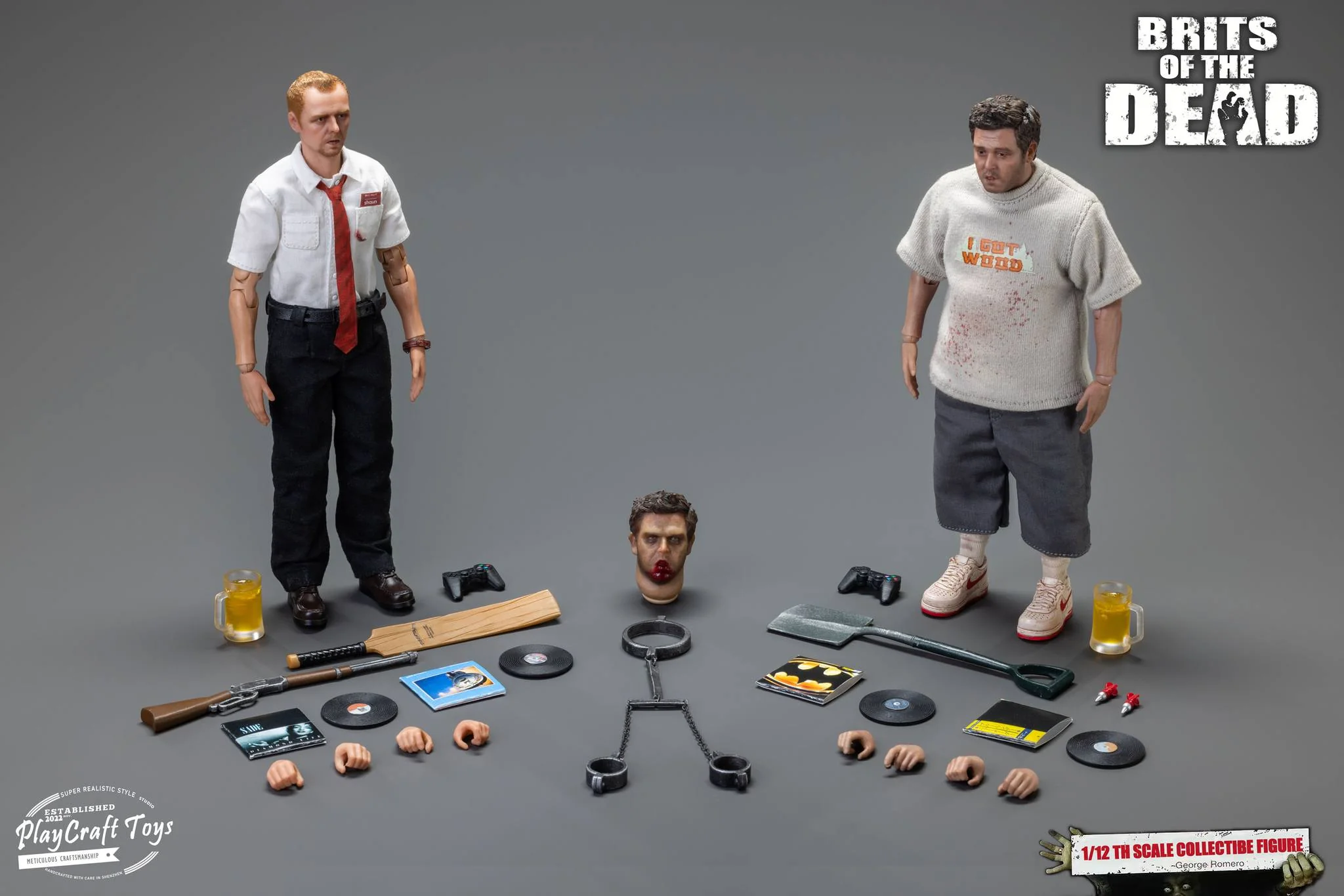 Play Craft Toys Brits of the Dead Shaun and Ed 2-Pack 1/12 Scale Collectible Figure Set - Image 2